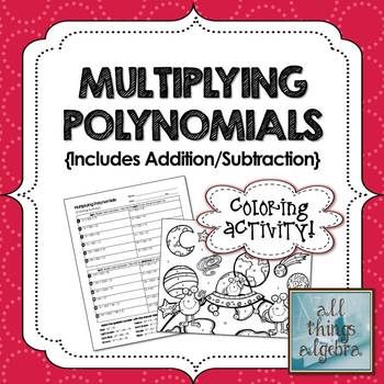 Multiplying Polynomials Worksheet Coloring Activity Pdf