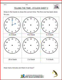 Telling Time Blank Clock Worksheets