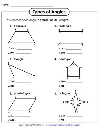 Angles Worksheet 3rd Grade