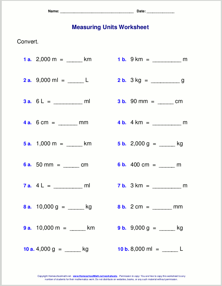 Converting Metric Units Worksheet With Answers
