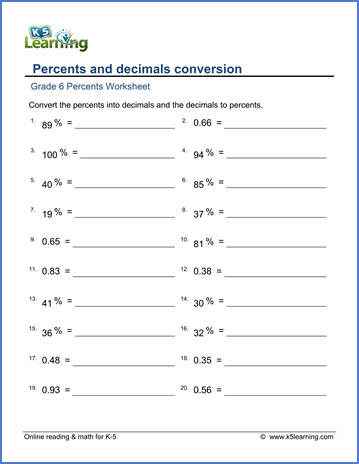 Conversion Worksheets For Grade 6