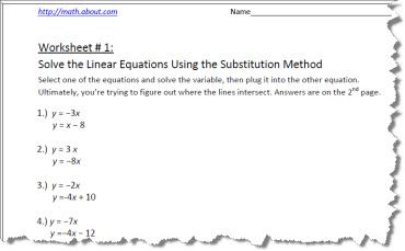 Substitution Method Worksheet Pdf