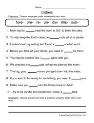 Prefixes And Suffixes Worksheets With Answers