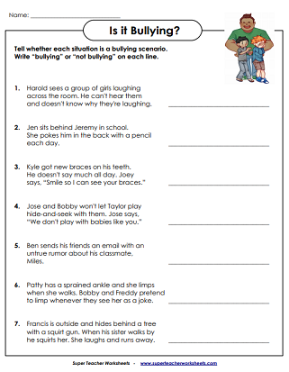 Bullying Worksheets For Kindergarten