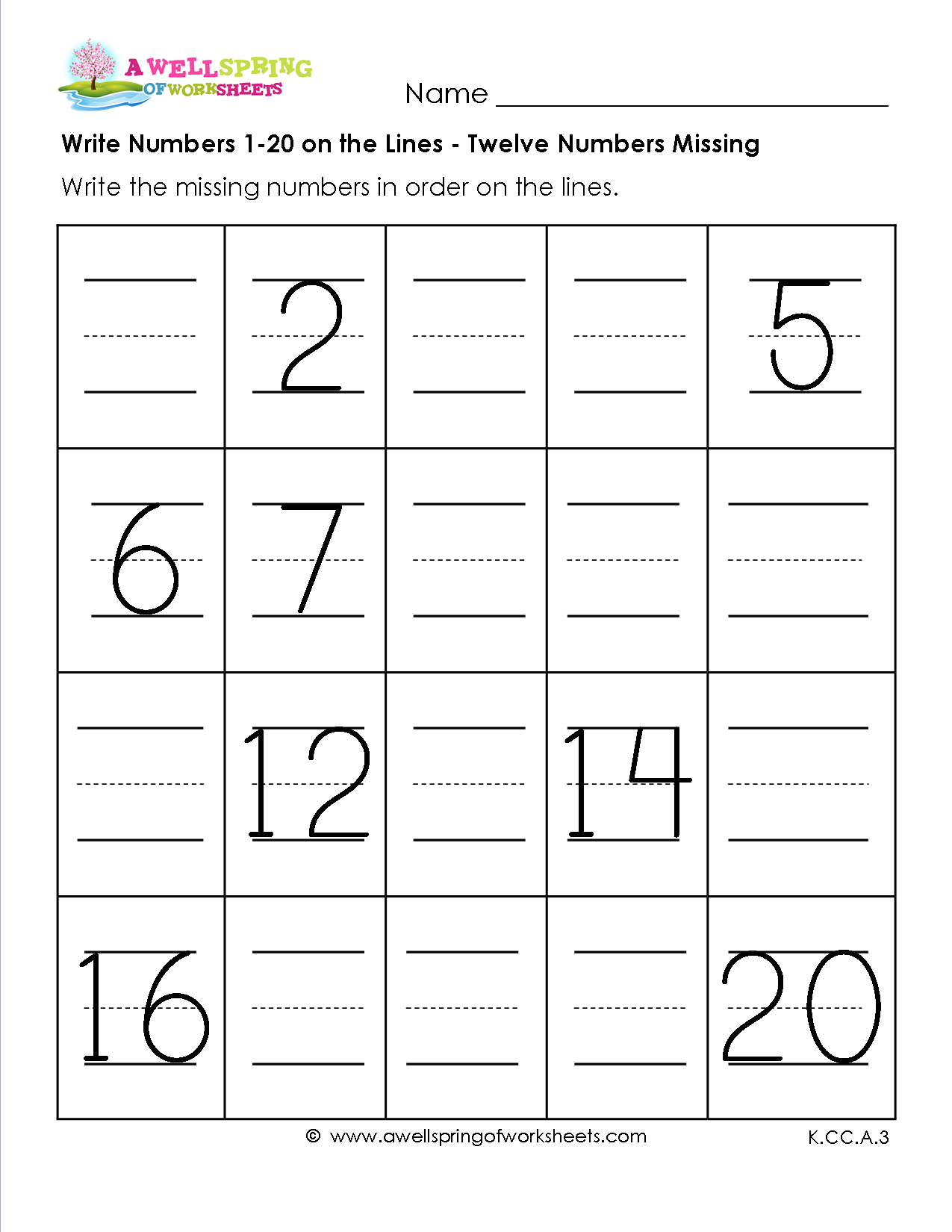 Number Worksheets For Kindergarten 1-20