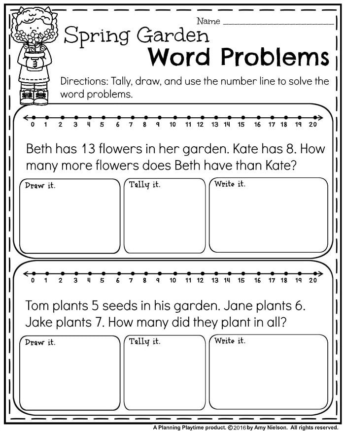 Word Math Problems For 1st Graders