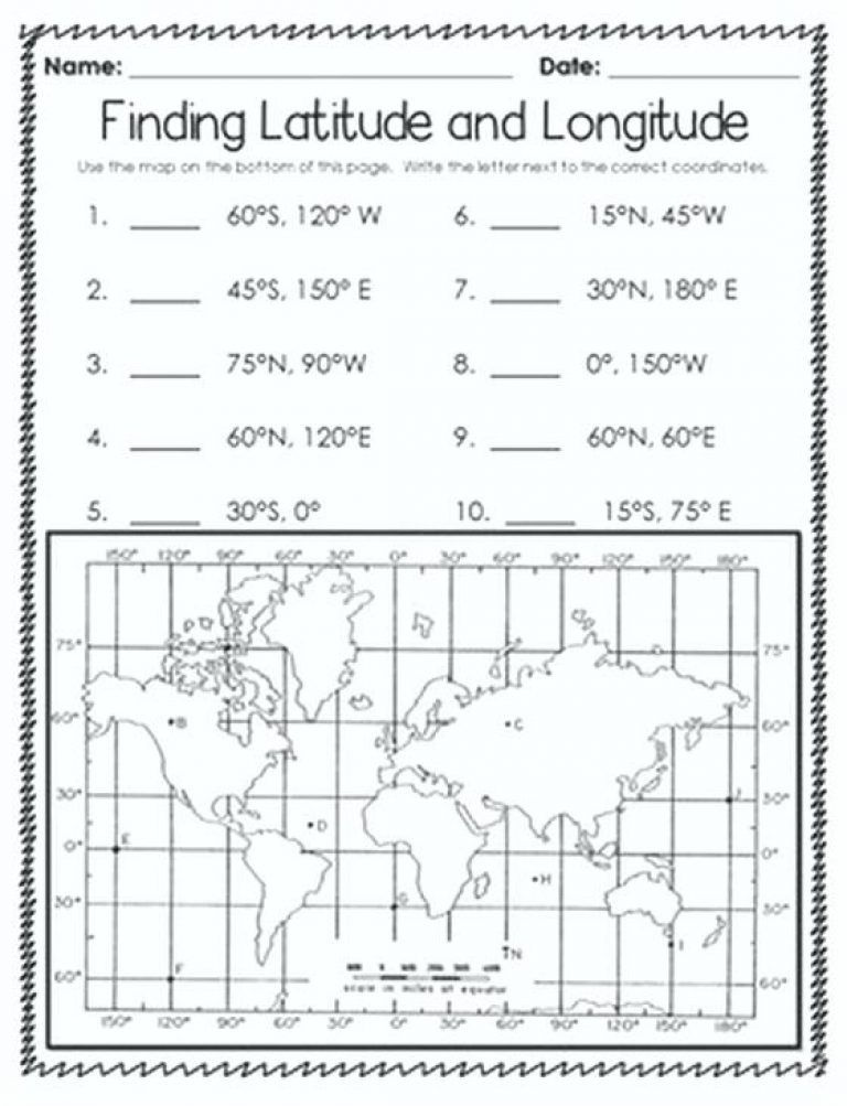 Latitude And Longitude Worksheets For 5th Grade