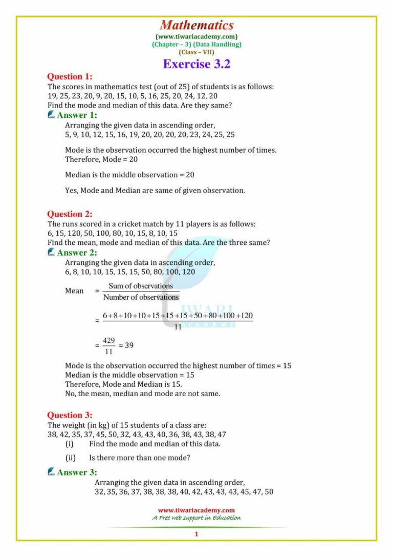 6th Grade Class 6 Maths Chapter 1 Worksheet