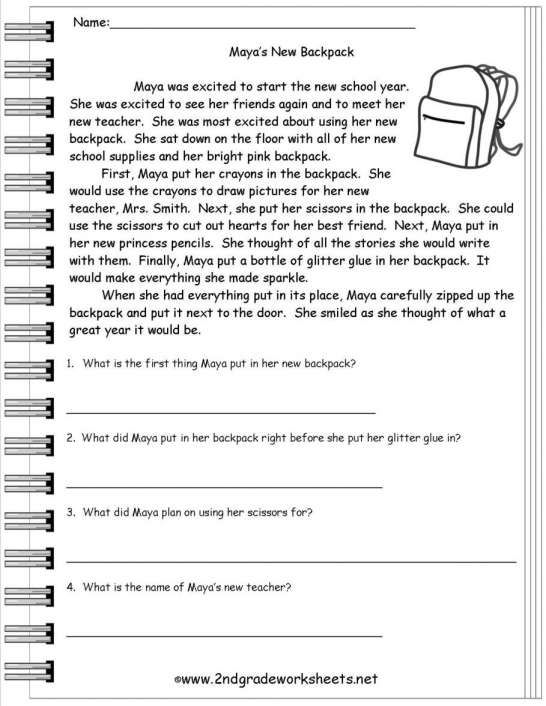 Comprehension Worksheets For Grade 3 Multiple Choice