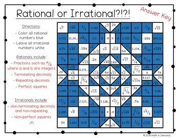 Rational And Irrational Numbers Worksheet Grade 8 Answer Key