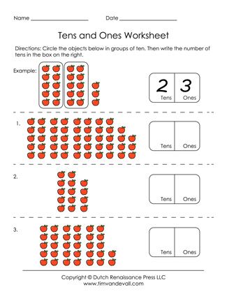 First Grade Math Worksheets For Grade 1 Tens And Ones