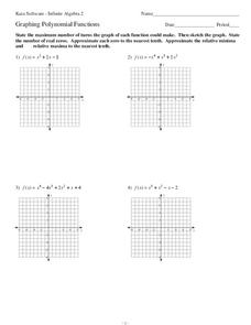 10th Grade Graphing Polynomial Functions Worksheet