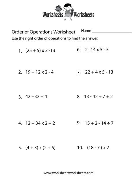 Pemdas Worksheets For 5th Grade