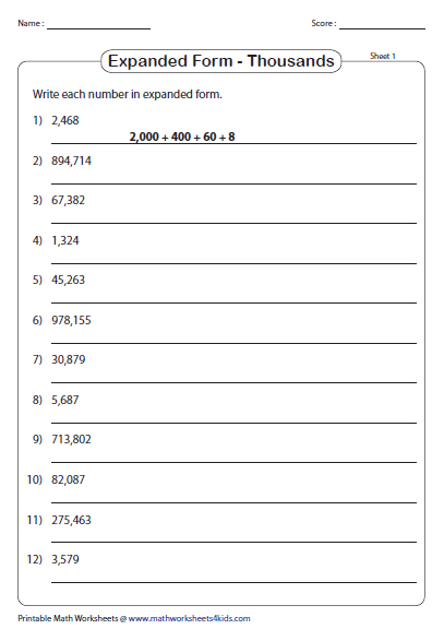 Standard Form Worksheet For Grade 2
