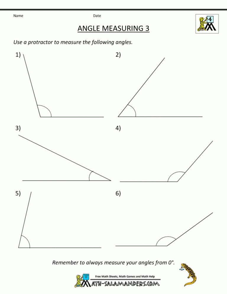 Types Of Angles Worksheet Grade 4