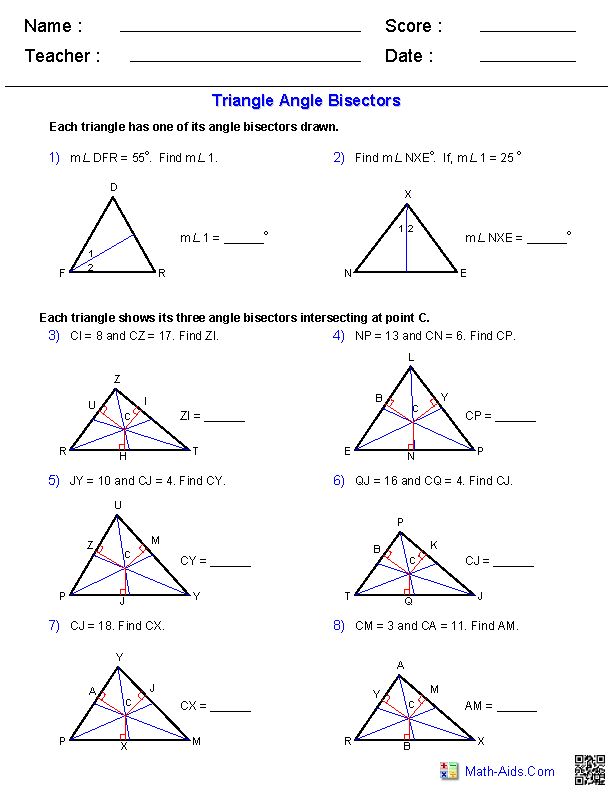 8th Grade Exterior Angle Theorem Worksheet