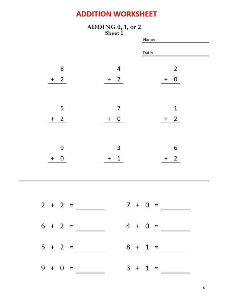 1st Grade Basic Math Worksheets