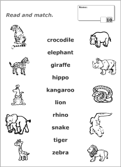 Wild Animals Worksheet For Kids