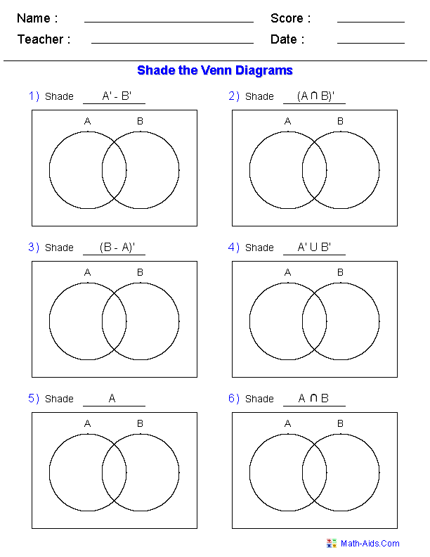 Venn Diagram Worksheet