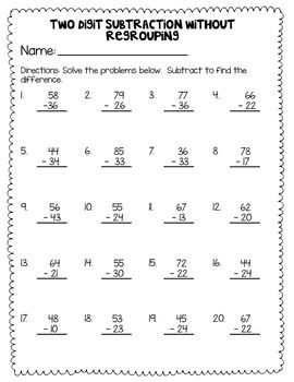 Meet The Math Drills Subtraction