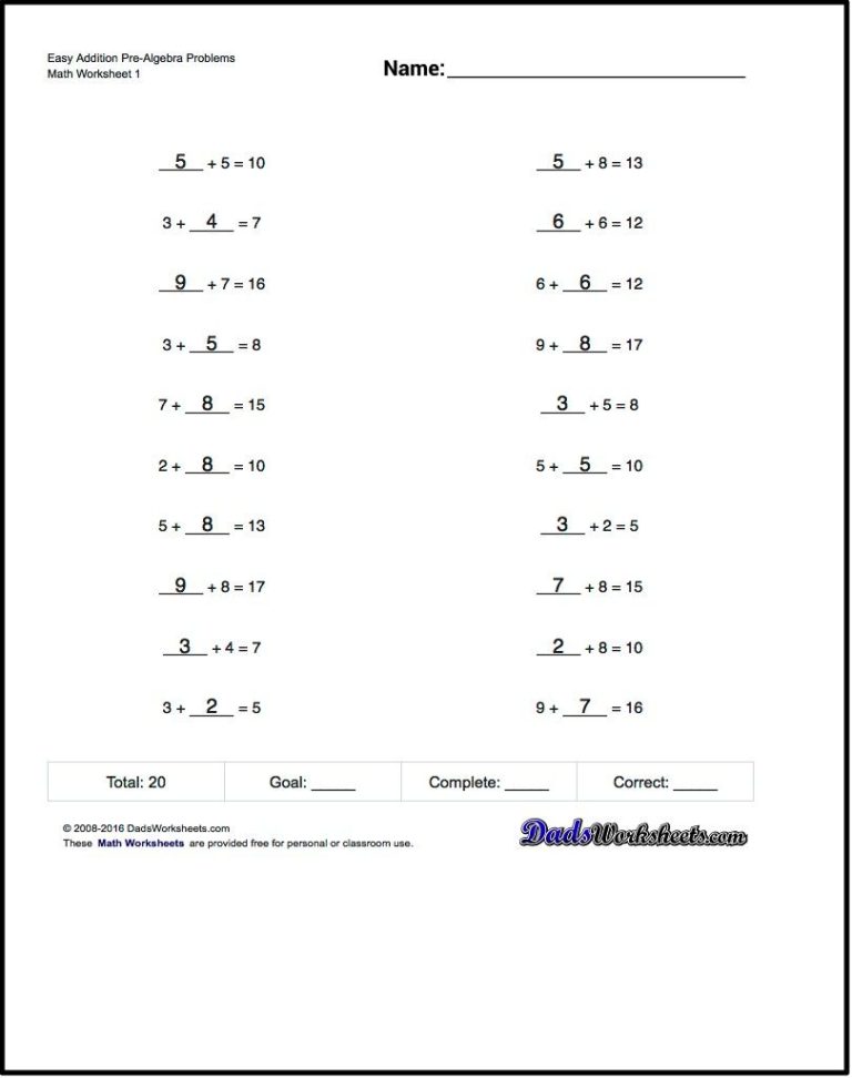 Answer Key 8th Grade Math Worksheets With Answers