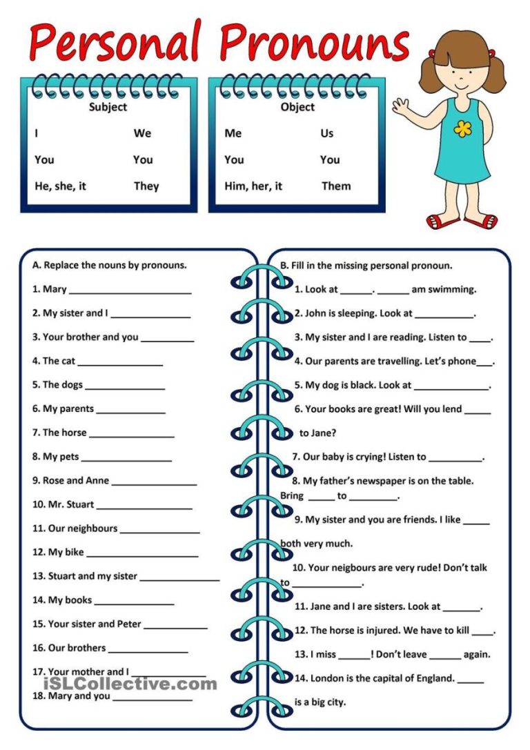 Personal Pronouns Worksheet With Pictures