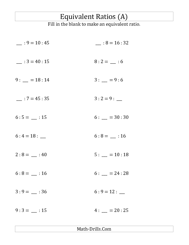 Ratio And Proportion Worksheets With Answers For Grade 6