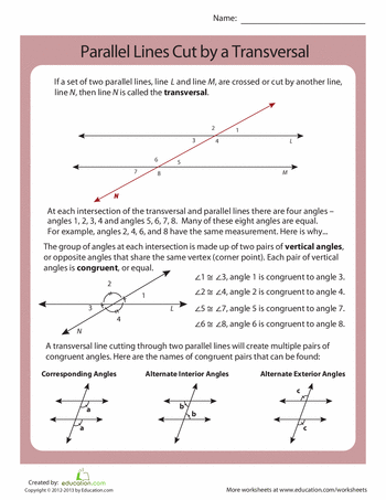 Angles In Parallel Lines Worksheet Pdf