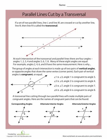 Geometry Parallel Lines And Transversals Worksheet Answer Key