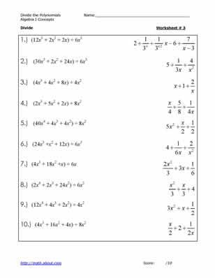 Polynomial Synthetic Division Worksheet