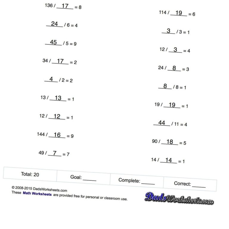 Pre Algebra Worksheets With Answers