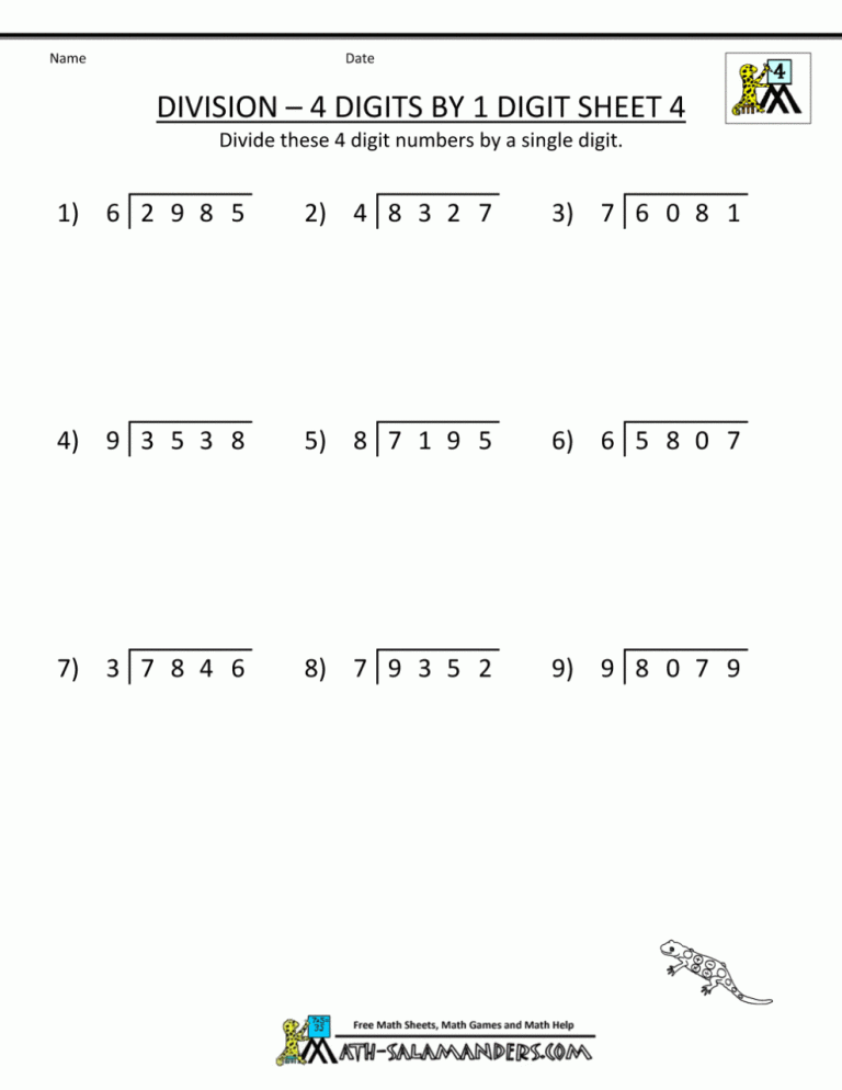 Short Division Worksheets With Answers