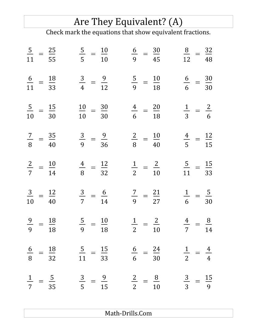 6th Grade Equivalent Fractions Worksheet Answers