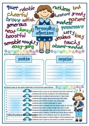 Personality Adjectives Worksheet Pdf