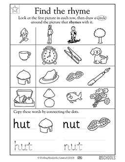 Preschool Rhyming Words Worksheet For Kindergarten