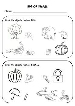 Big And Small Worksheet For Grade 1