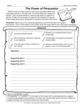 persuasive writing outline worksheet