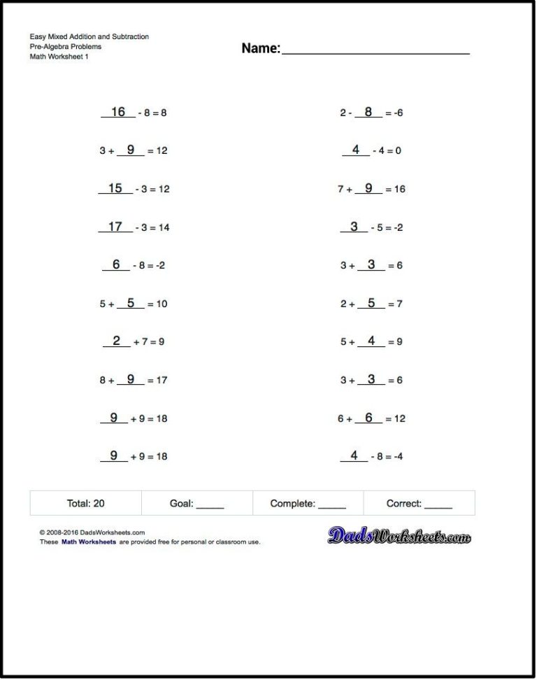 5th Grade Printable Pre Algebra Worksheets