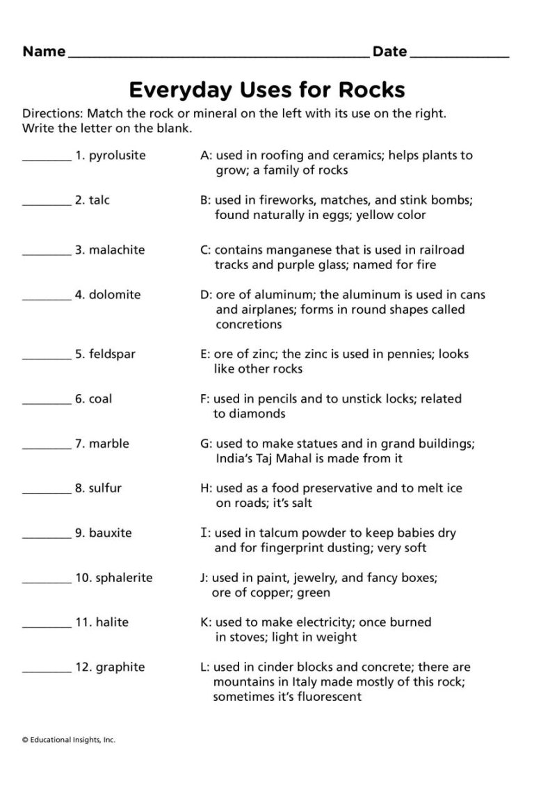 Printable Science Worksheets For Grade 7