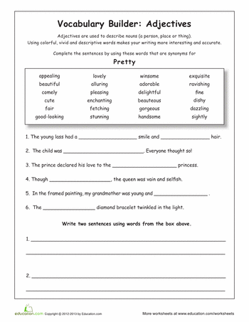 Vocabulary Worksheets 4th Grade