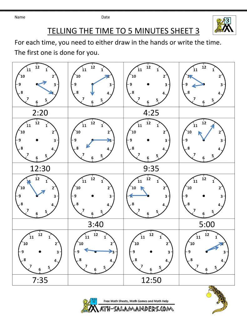 Time Worksheets Grade 3