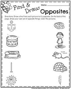 Opposites Worksheets For Kindergarten