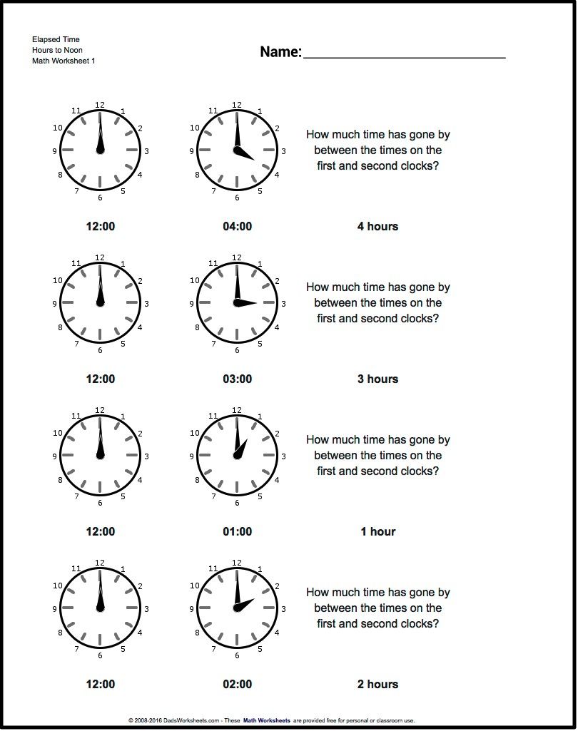 Elapsed Time Worksheets To The Hour