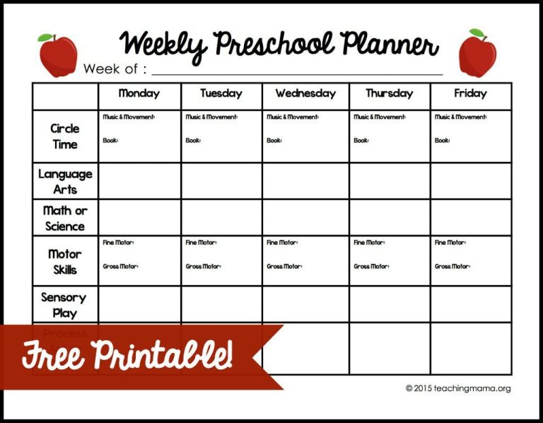 Early Childhood Free Printable Preschool Lesson Plans