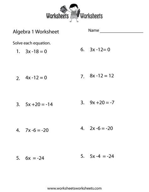 Printable Beginning Algebra Worksheets