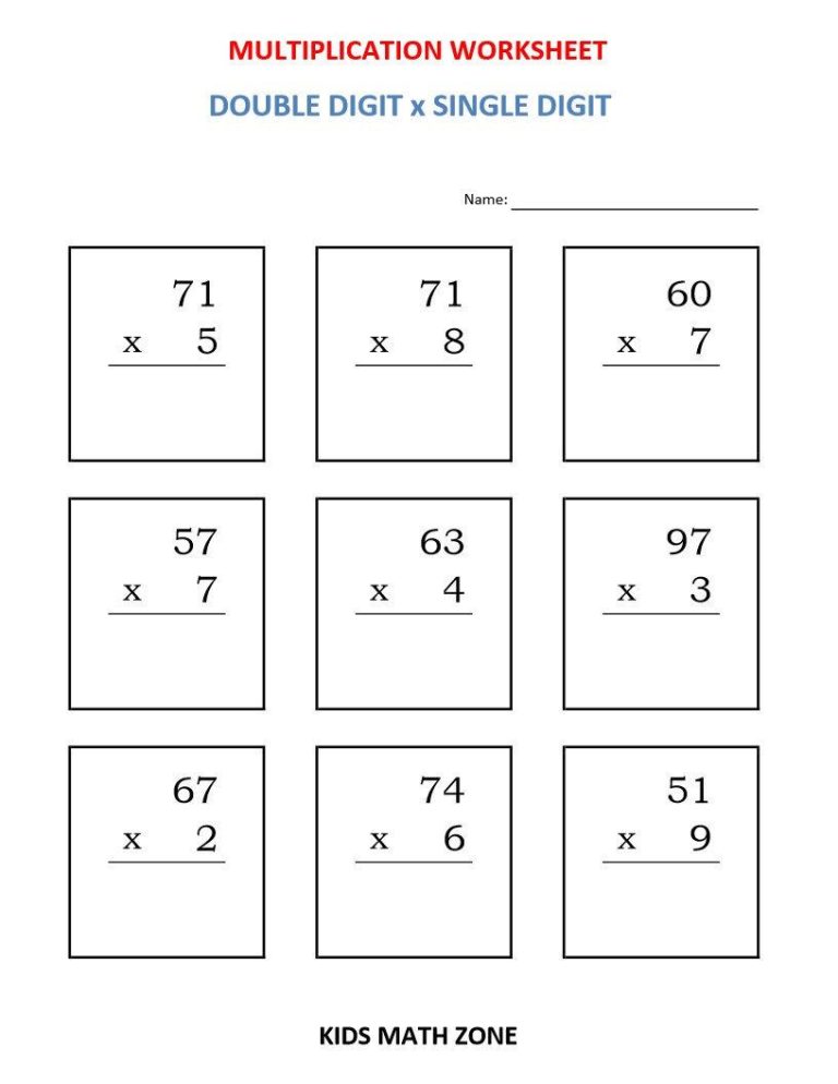 Double Digit Multiplication Worksheets Free