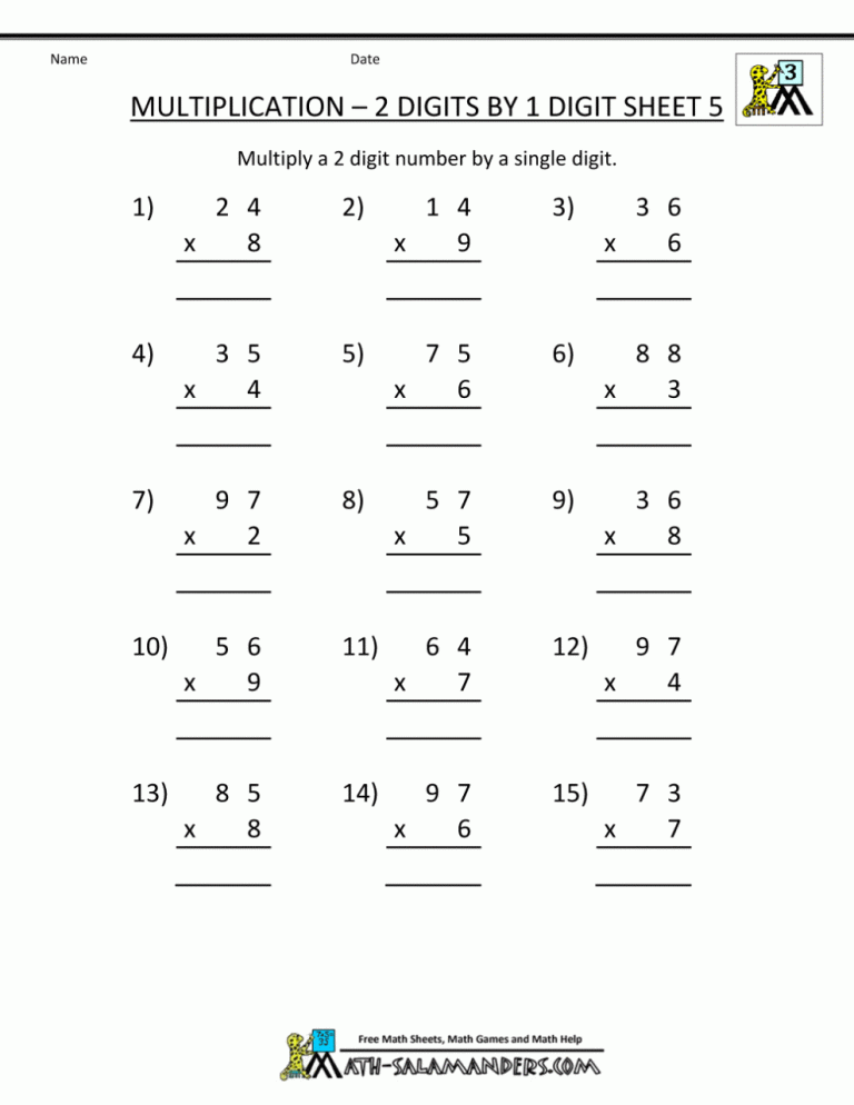 Multiplication Worksheets Grade 5 Hard