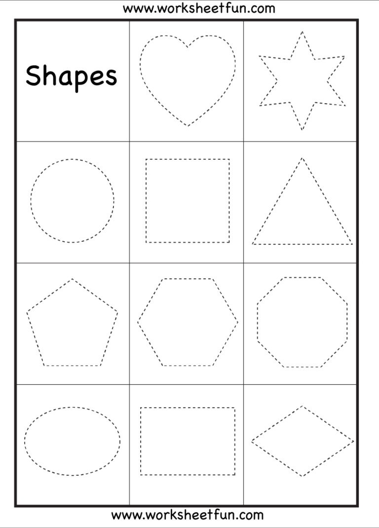 Kindergarten Free Printable Shapes Worksheets