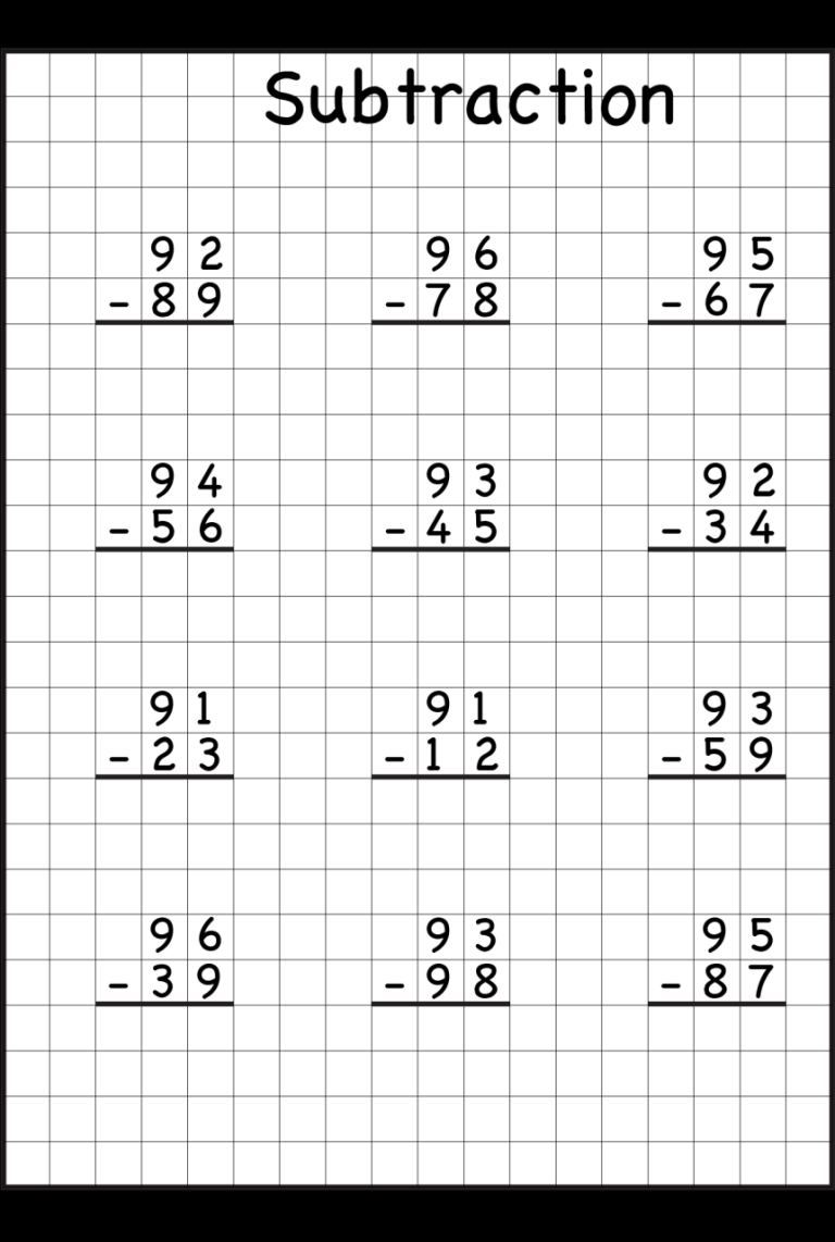 2 Digit Subtraction With Regrouping Printable