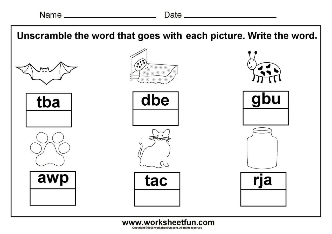 Grade 1 Phonics Three Letter Words Worksheets